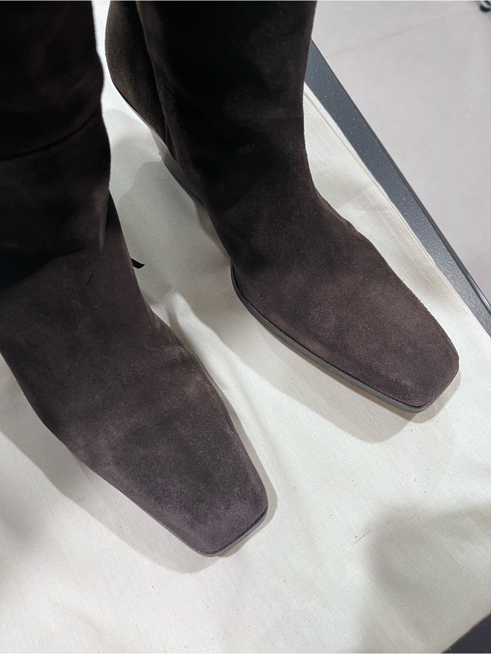 Banana Republic- Suede Square-Toe Knee Boot in Dark Brown